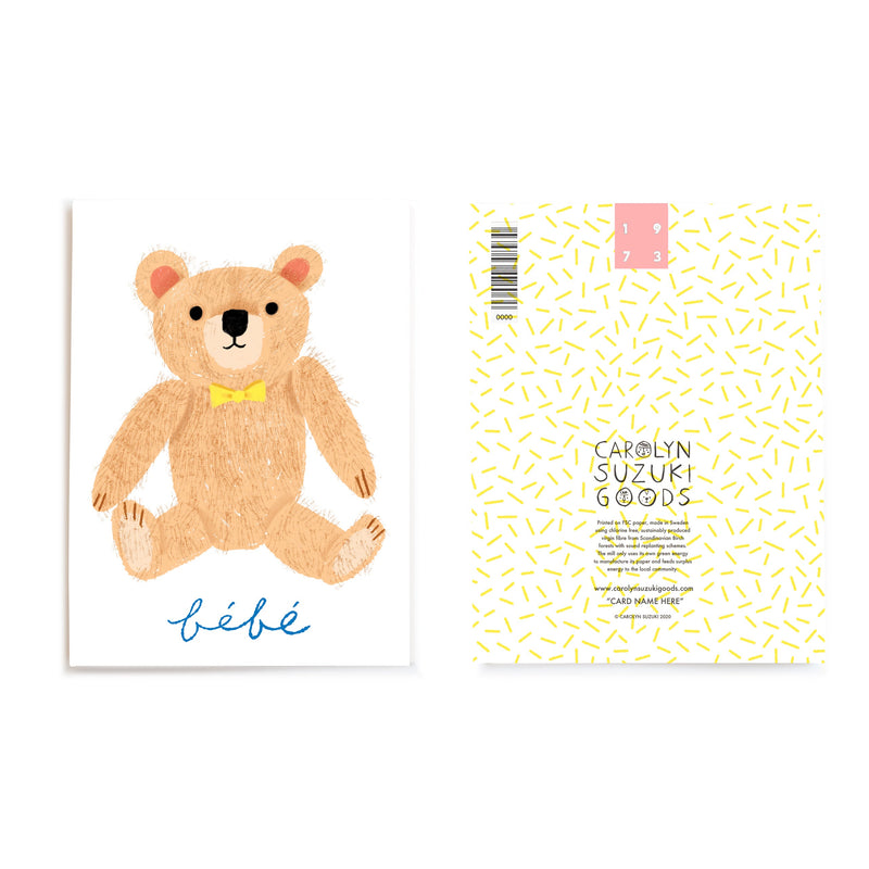 Teddy Baby Card, from Carolyn Suzuki Goods