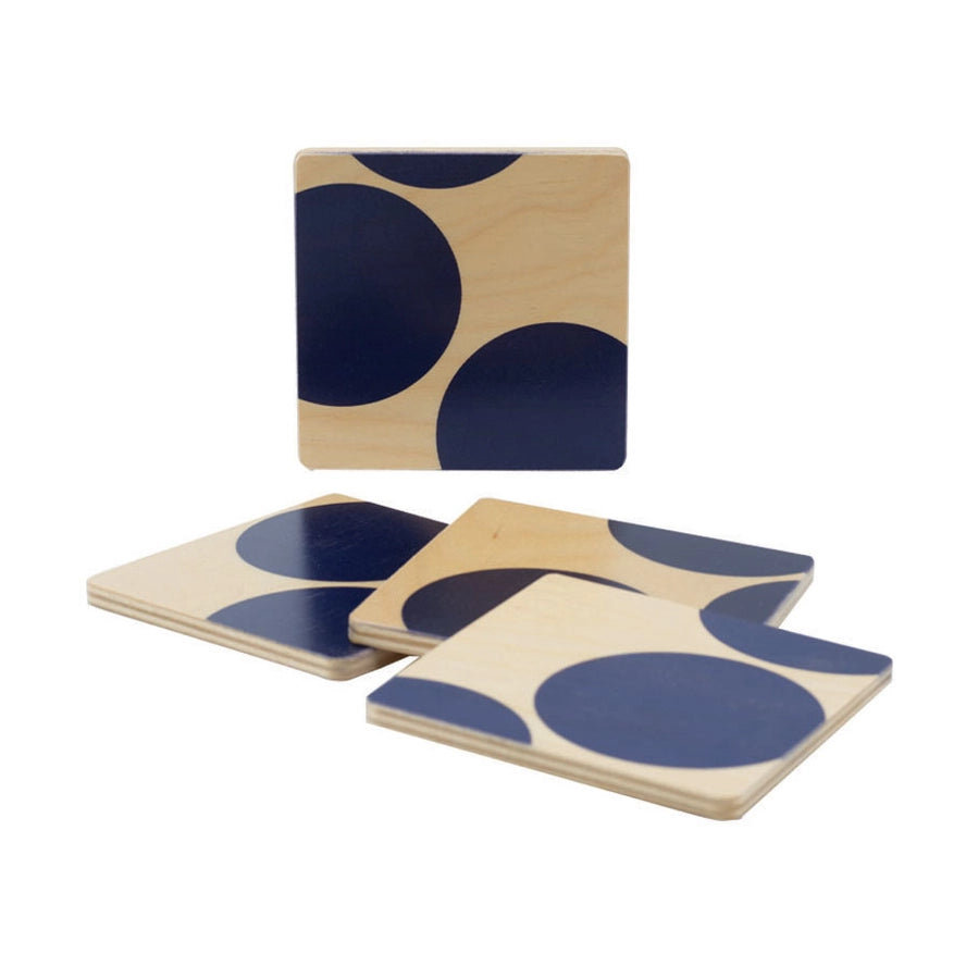 Set of 4 Dot Coasters in Navy, from Wolfum