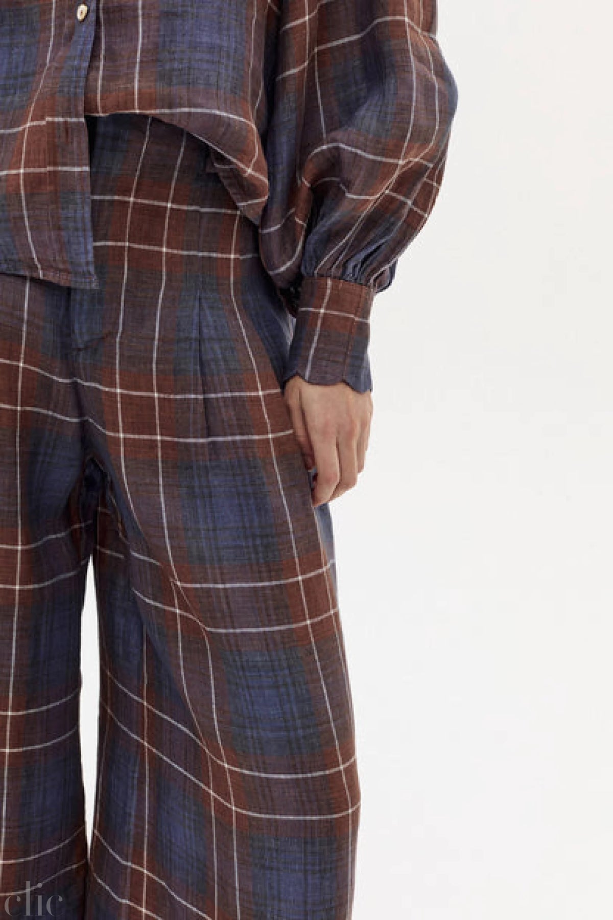 Super Culotte Linen Pants in Forest Checks, from Lanhtropy