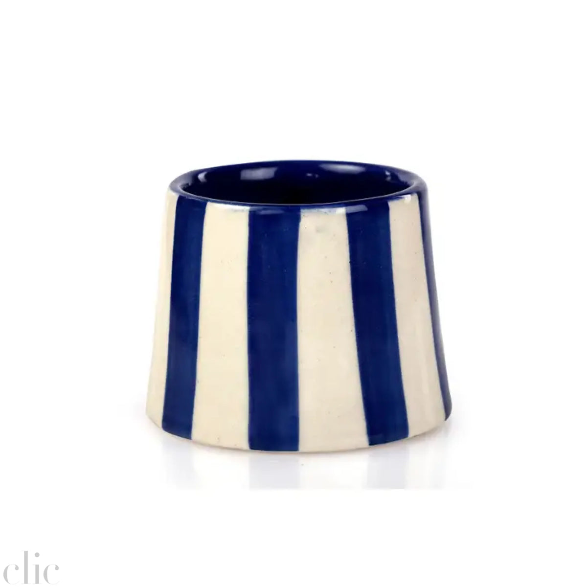 Ceramic Stripe Coffee Cup in Dark Blue, from Casa Amarosa