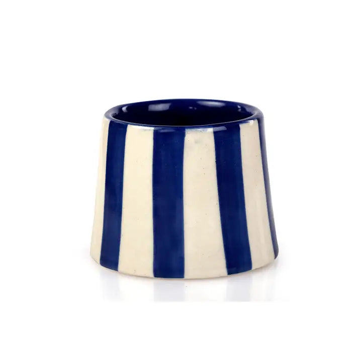 Ceramic Stripe Coffee Cup in Dark Blue, from Casa Amarosa