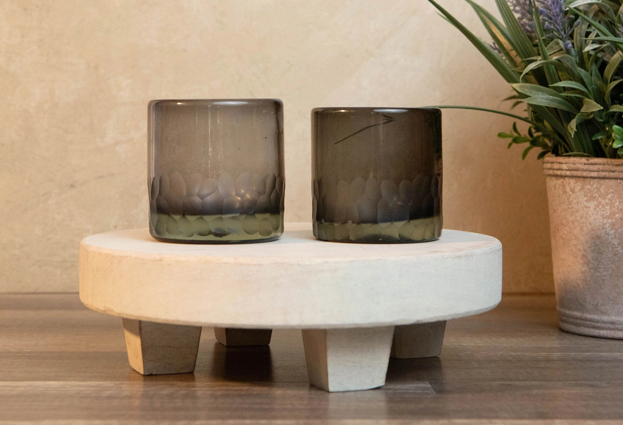 Handblown Etched Rocks Glass in Smoke, from Verve Culture