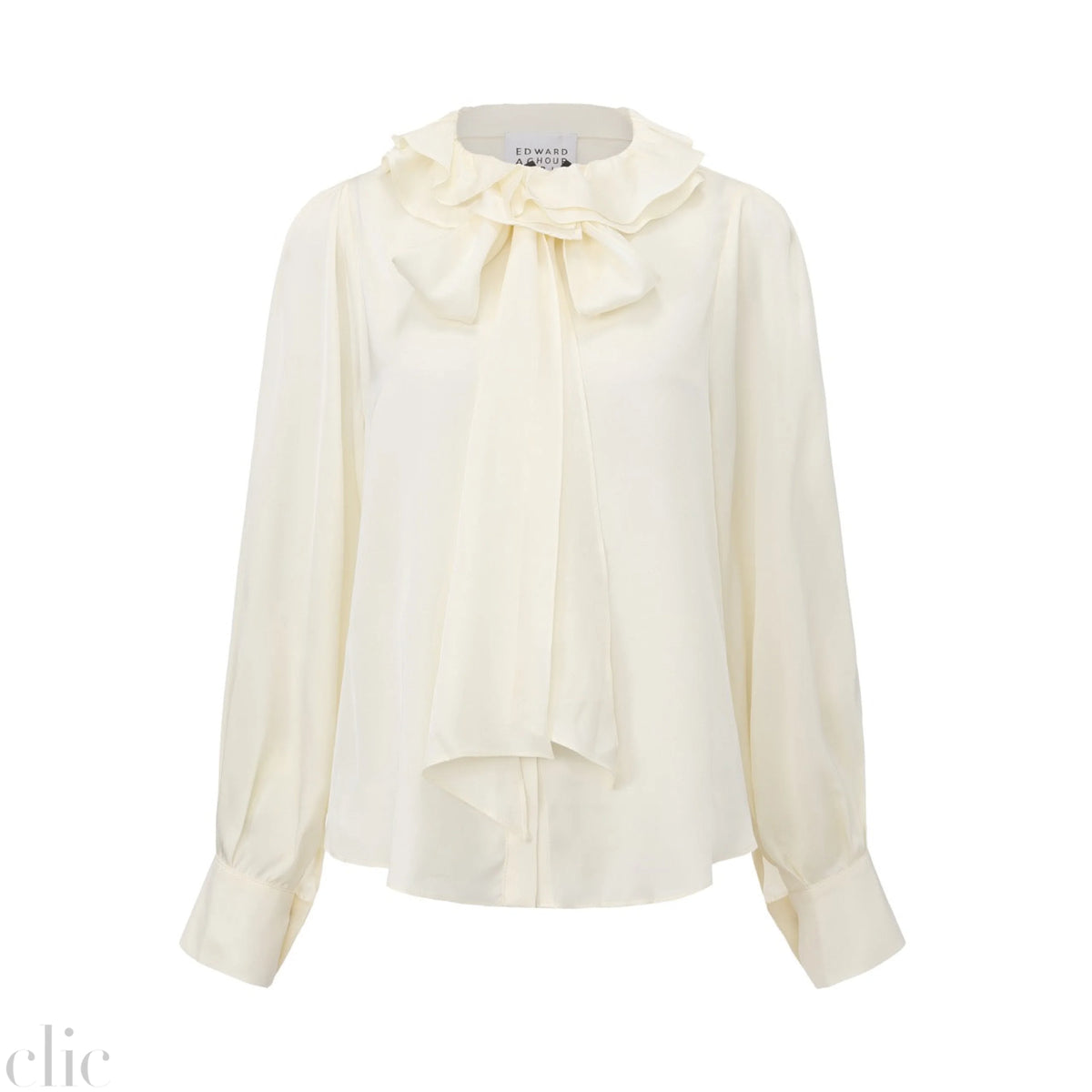 Cropped Bow Blouse in Ivory, from Edward Achour