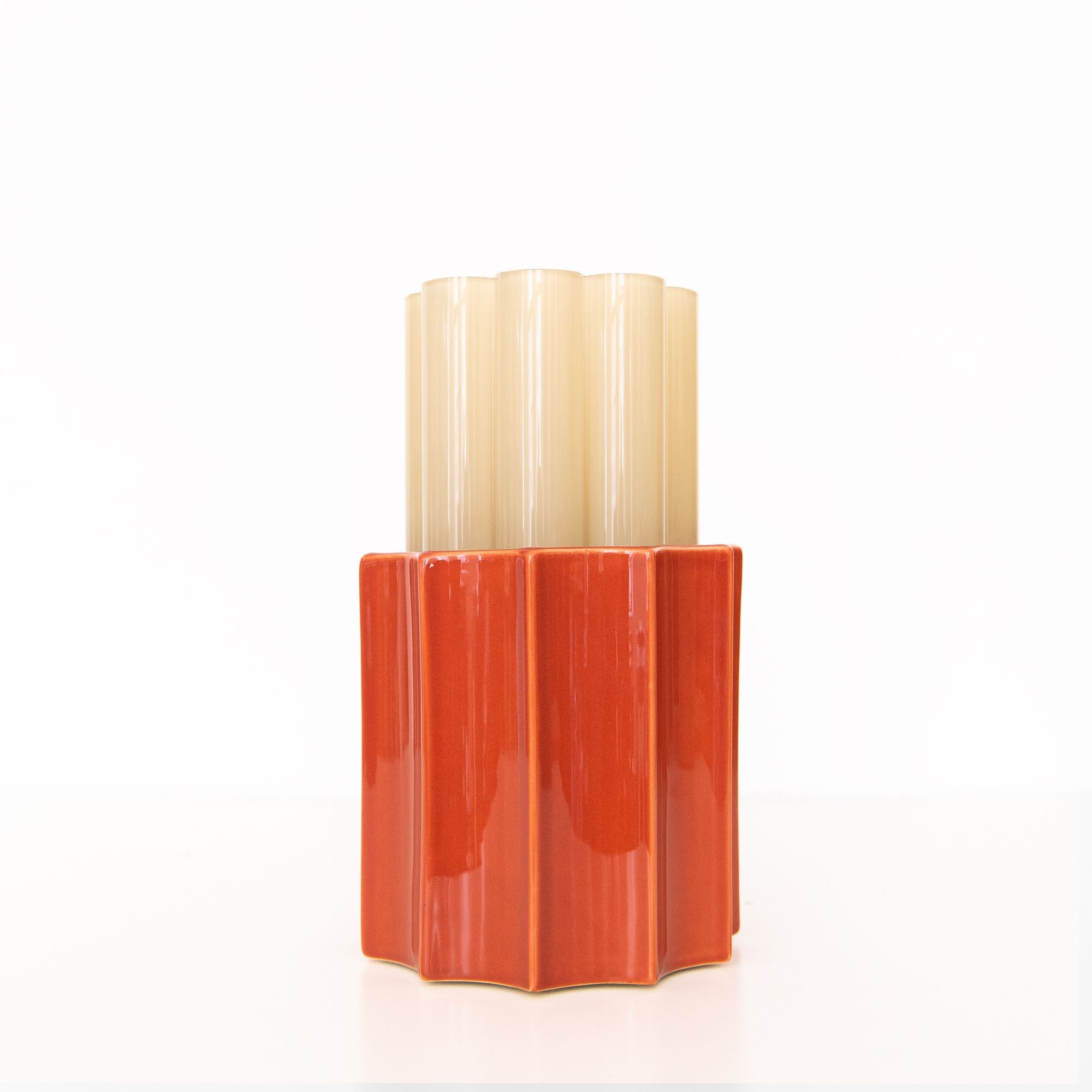 Duetto Vase in Amber Yellow and Terracotta, from The Socialite Family