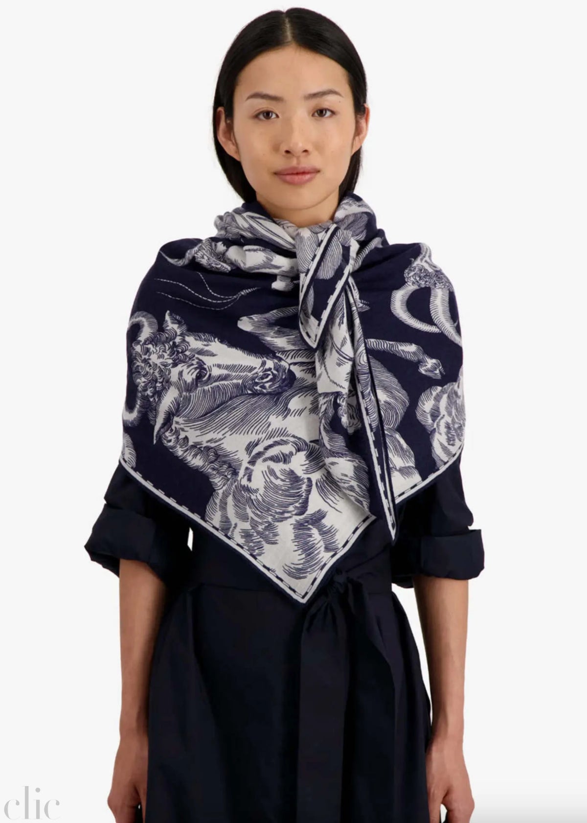 Astrologie 130 Square Scarf in Dark Blue, from Inoui Editions