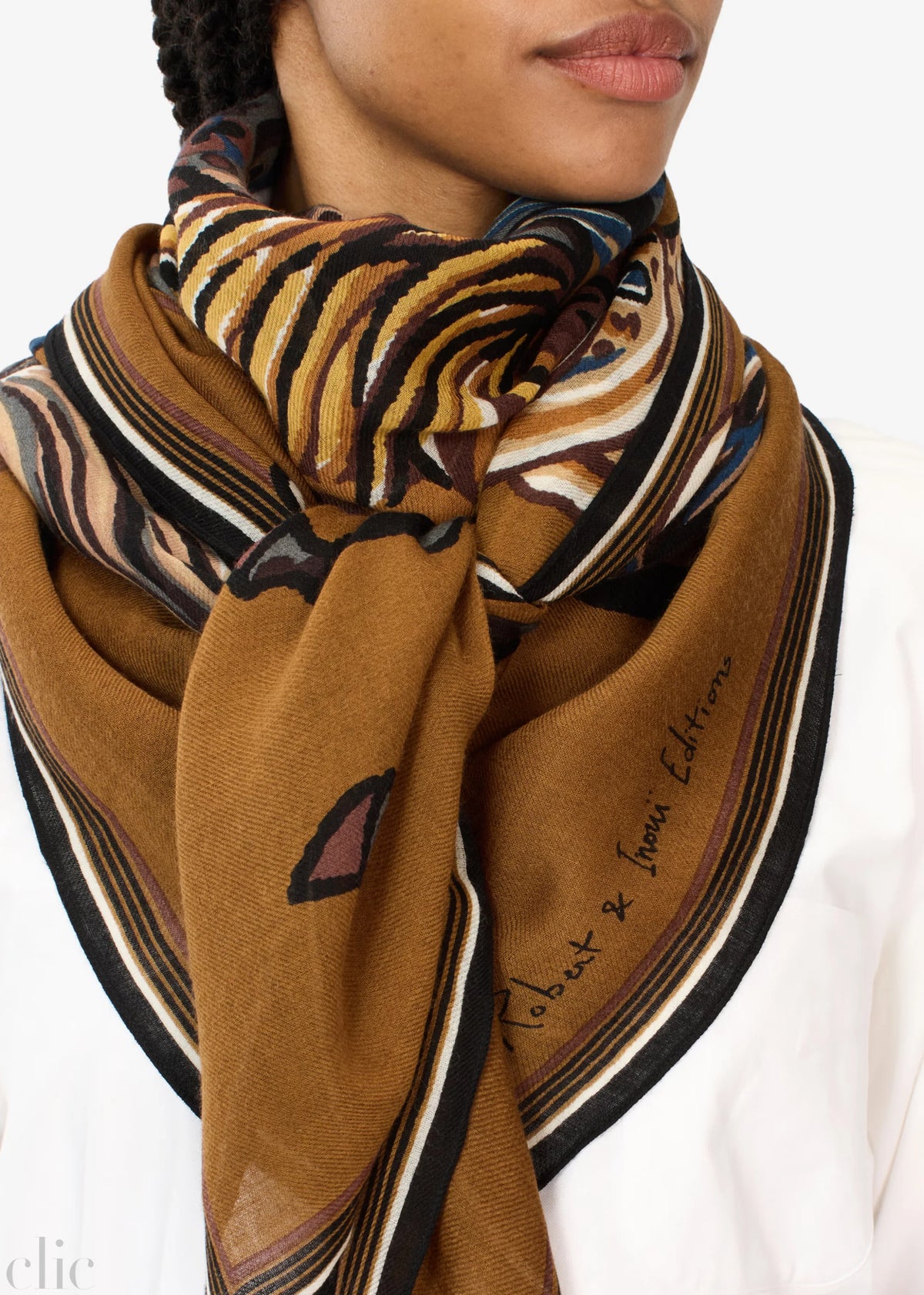 Western 130 Square Scarf in Brown, from Inoui Editions
