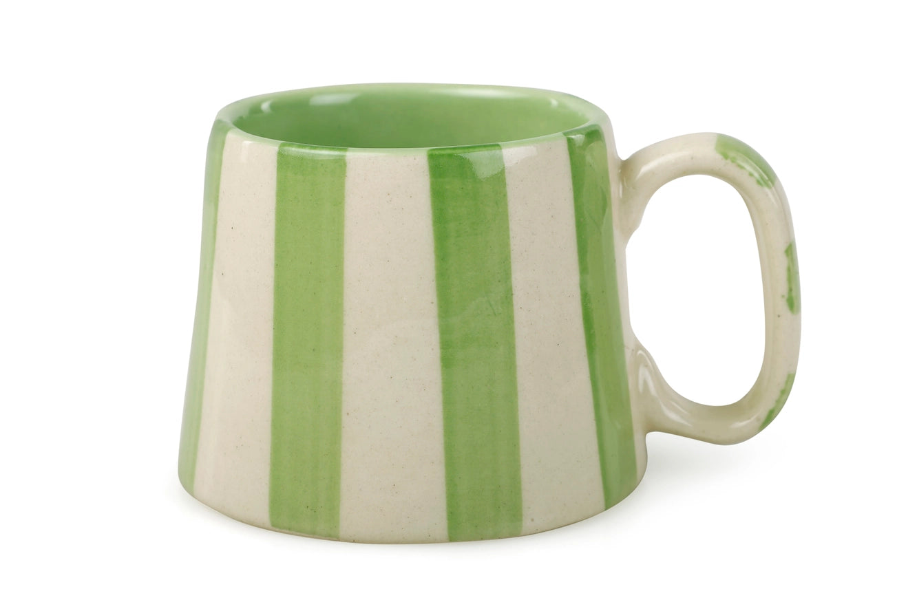 Ceramic Stripe Coffee Mug in Green, from Casa Amarosa