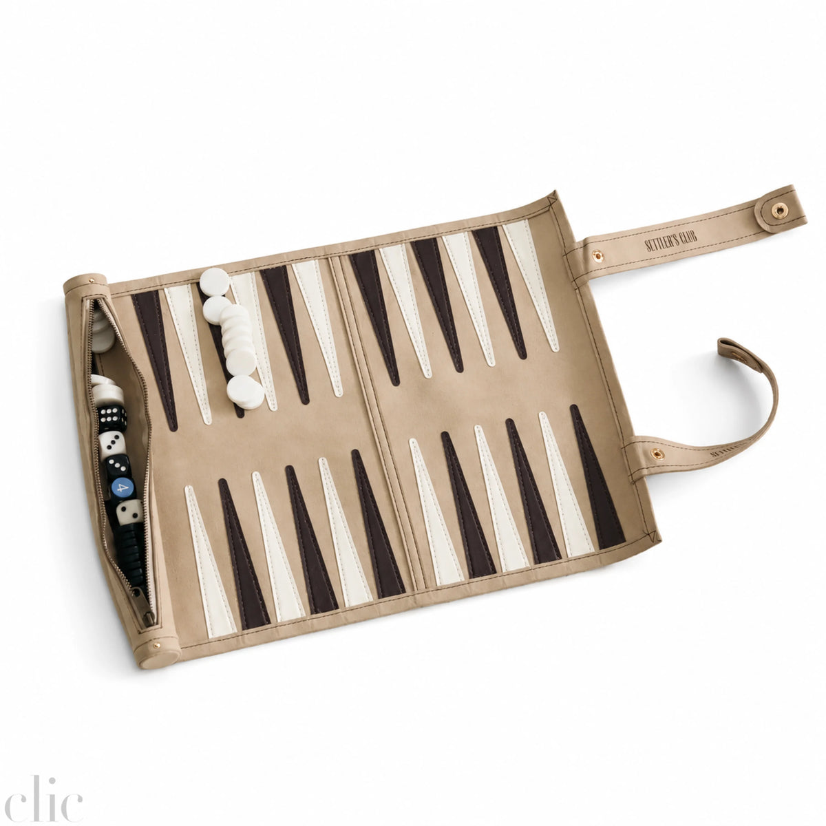 Travel Backgammon in Beige