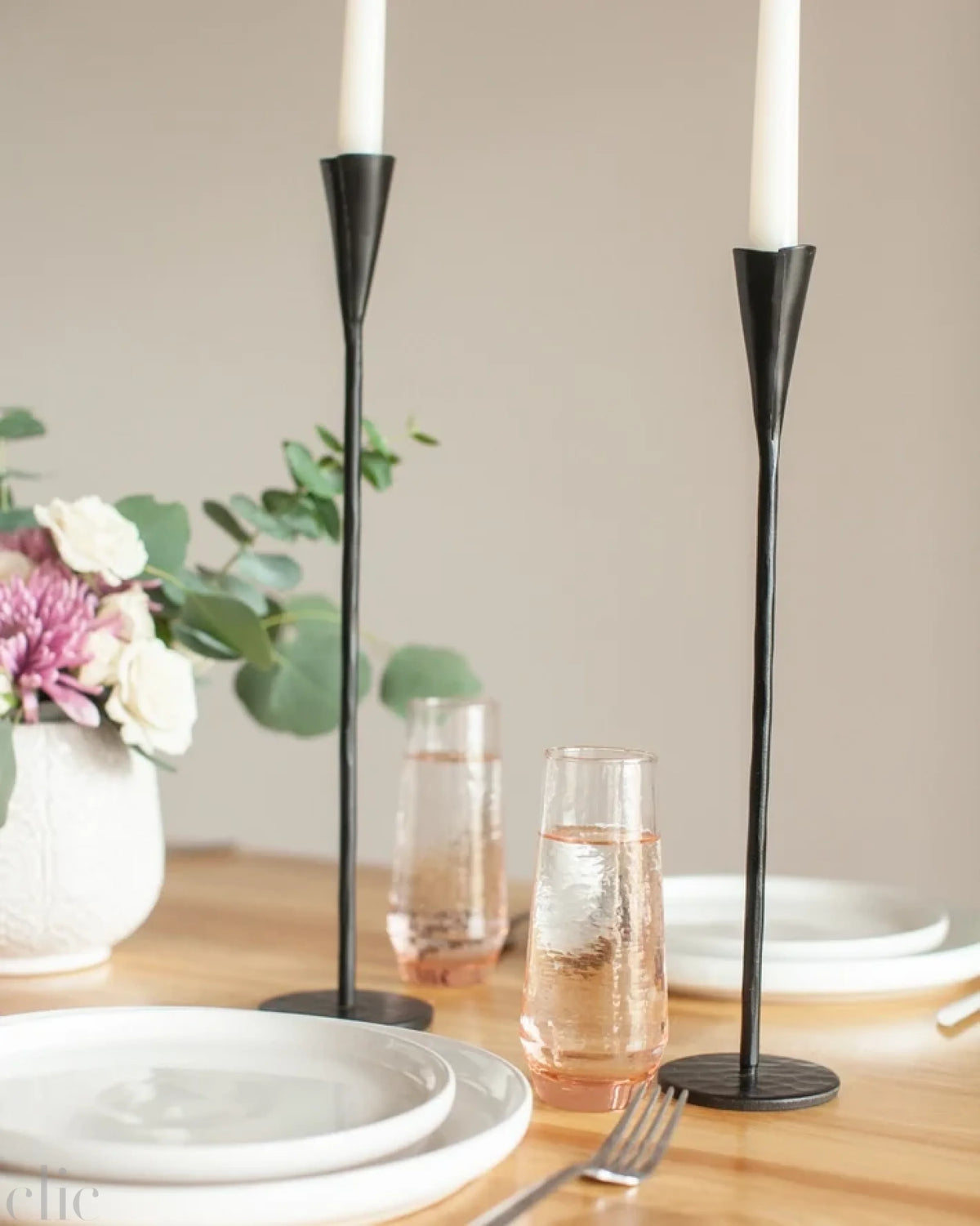 Set of 2 Phoenix Hand Forged Iron Candle Stick, from Creative Women