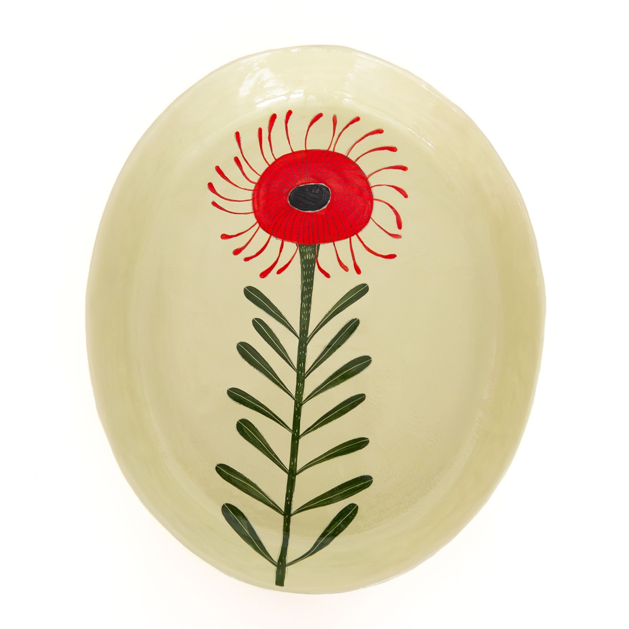 XL Oval Flower Platter in Green, from Gemma Orkin Ceramics