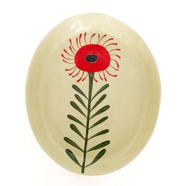 XL Oval Flower Platter in Green, from Gemma Orkin Ceramics