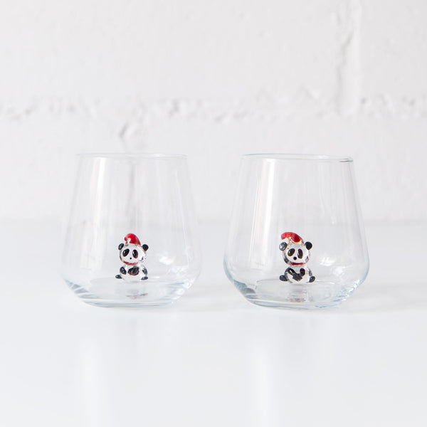 Panda with Santa Hat Drinking Glass, from Minizoo