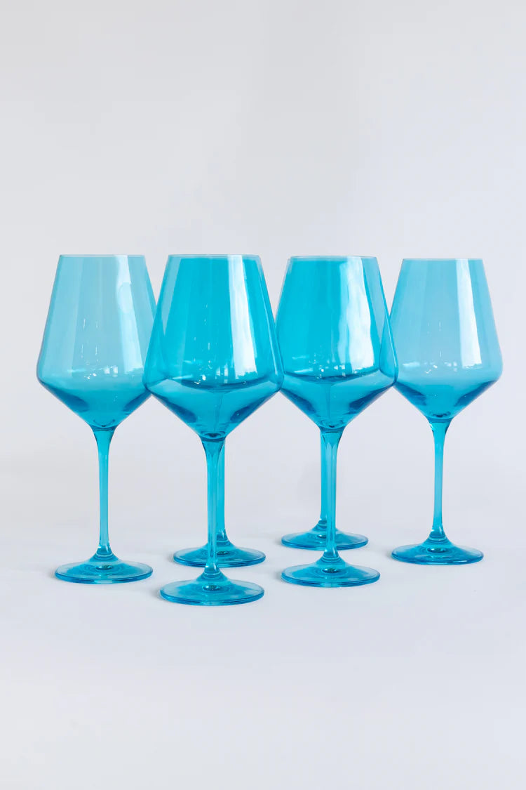 Set of 6 Steamware Wine Glasses in Ocean Blue, from Estelle