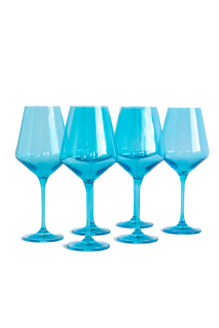 Set of 6 Steamware Wine Glasses in Ocean Blue, from Estelle