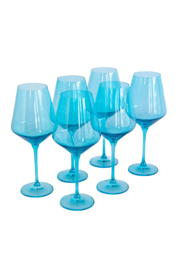 Set of 6 Steamware Wine Glasses in Ocean Blue, from Estelle