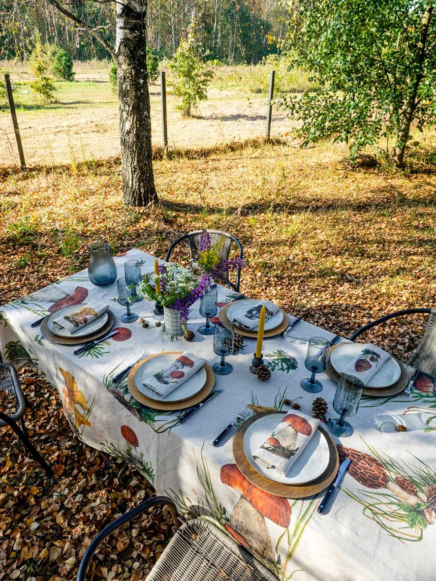 Forest Mushrroms Tablecloth, from Linoroom