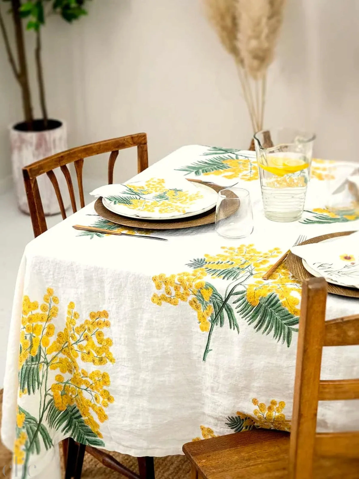 Mimosa Tablecloth in Off White, from Linoroom