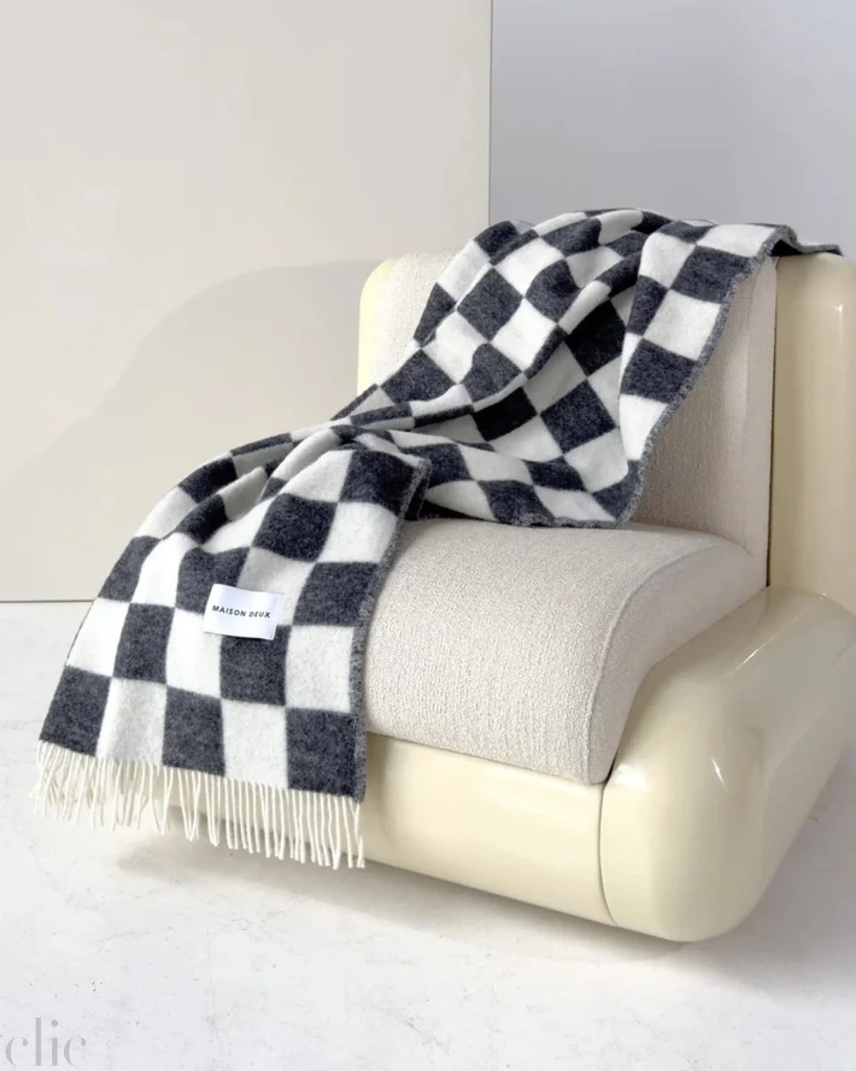 Checkerboard Blanket in Black and White, from Maison Deux