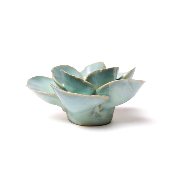 English Garden Ceramic Flower Wall Art in Teal Lotus, from Chive