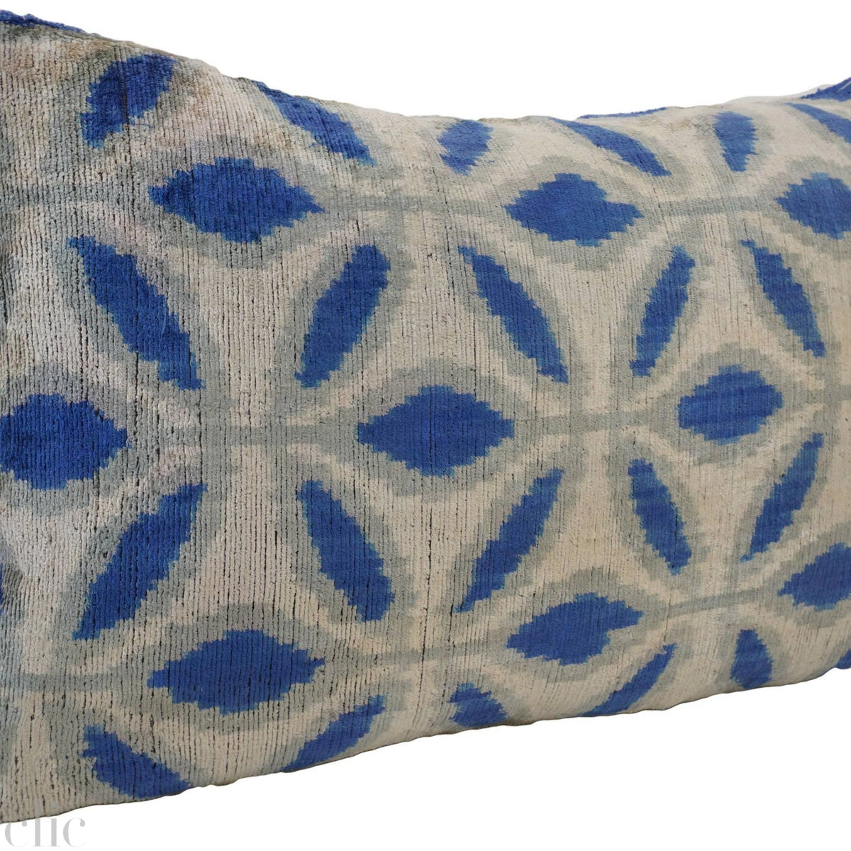 Blue Bayoux Ikat Silk & Velvet Pillowcase