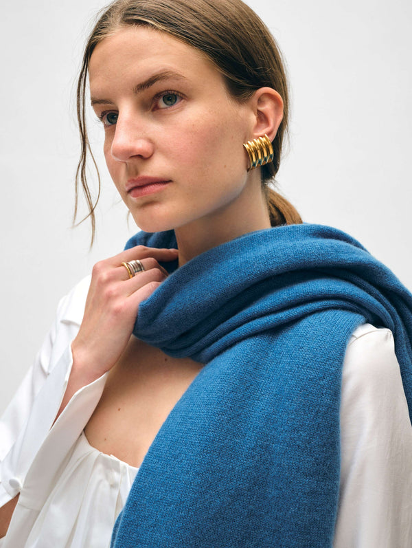 Cashmere Travel Wrap in Blue Jean, from White & Warren