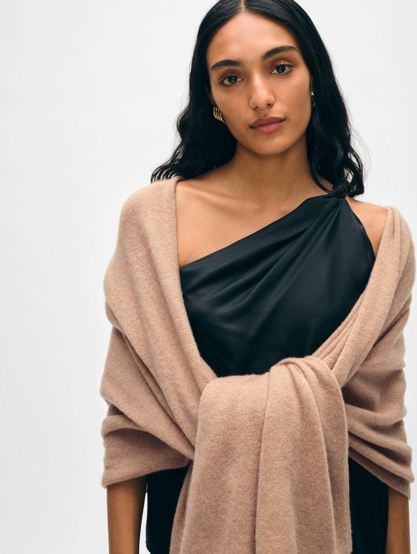 Cashmere Travel Wrap in Camel, from White and Warren