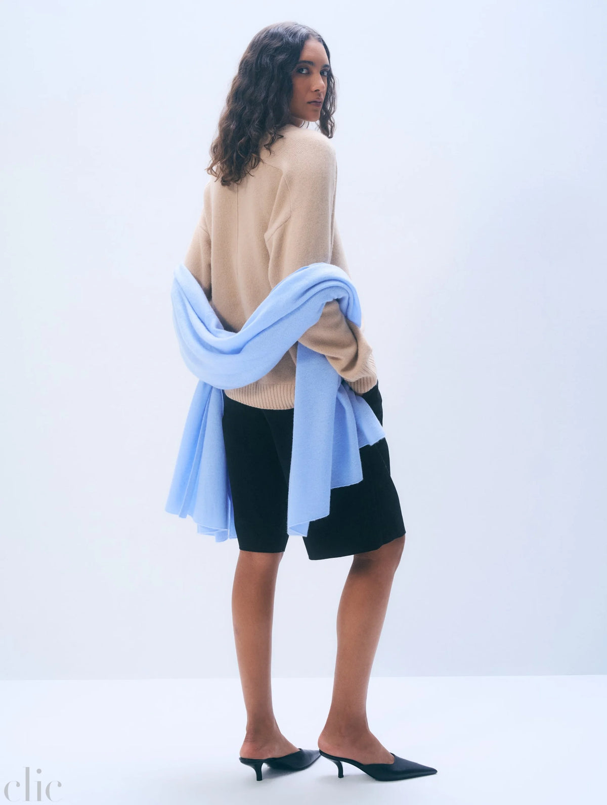 Cashmere Travel Wrap in Blue Vapor, from White and Warren