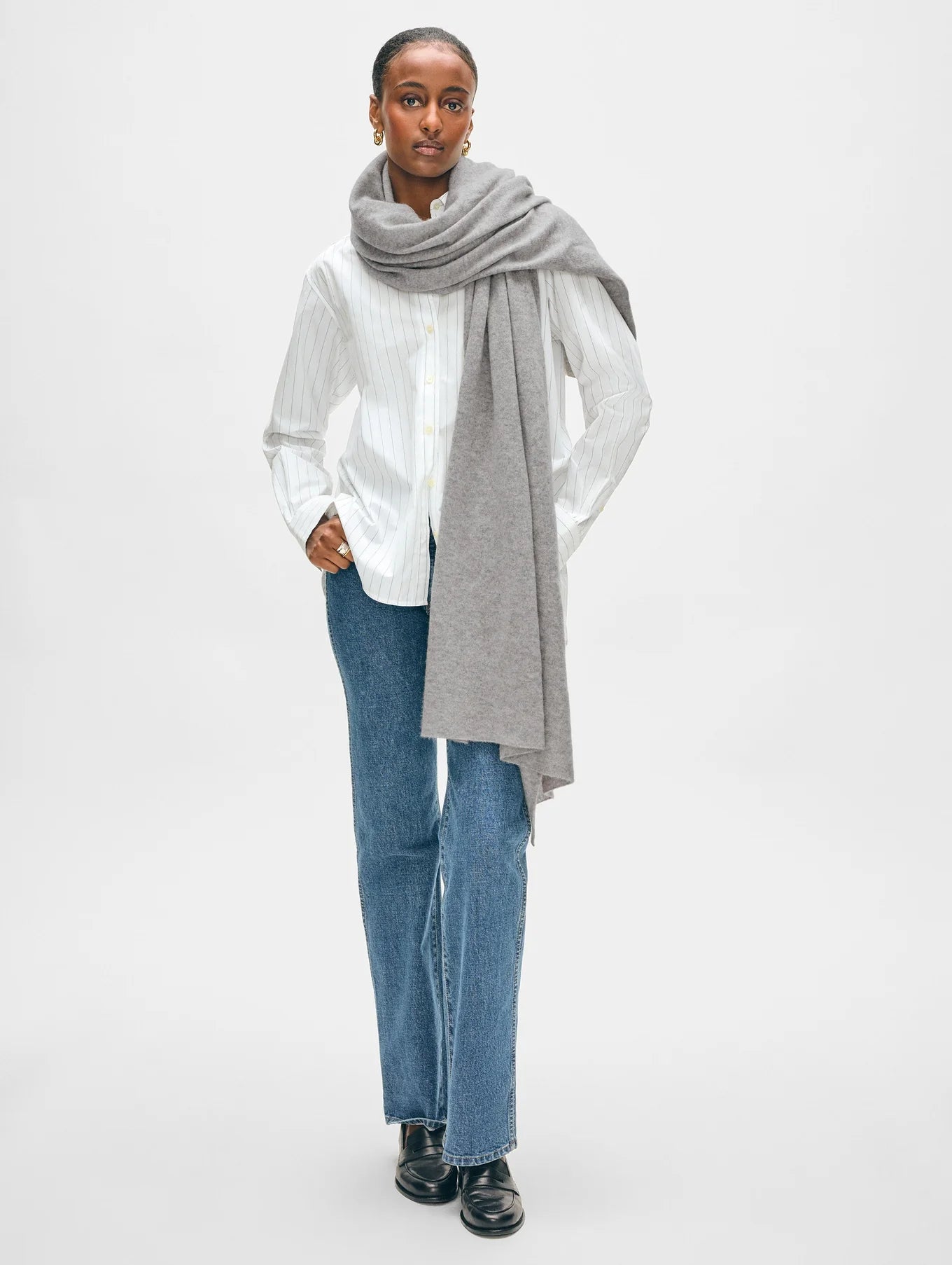 Cashmere Travel Wrap in Grey Heather, from White & Warren