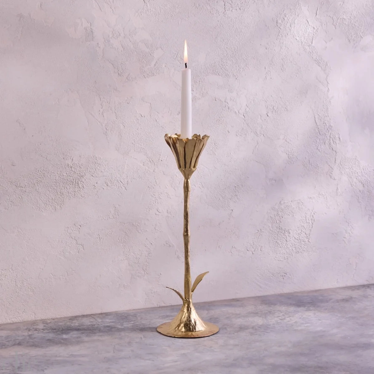 Large Floral Candle Holder in Gold