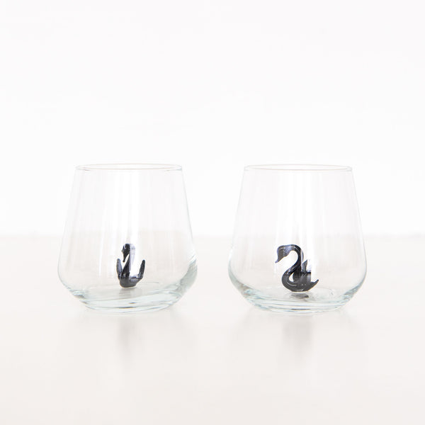 Swan Drinking Glass in Black, from Minizoo