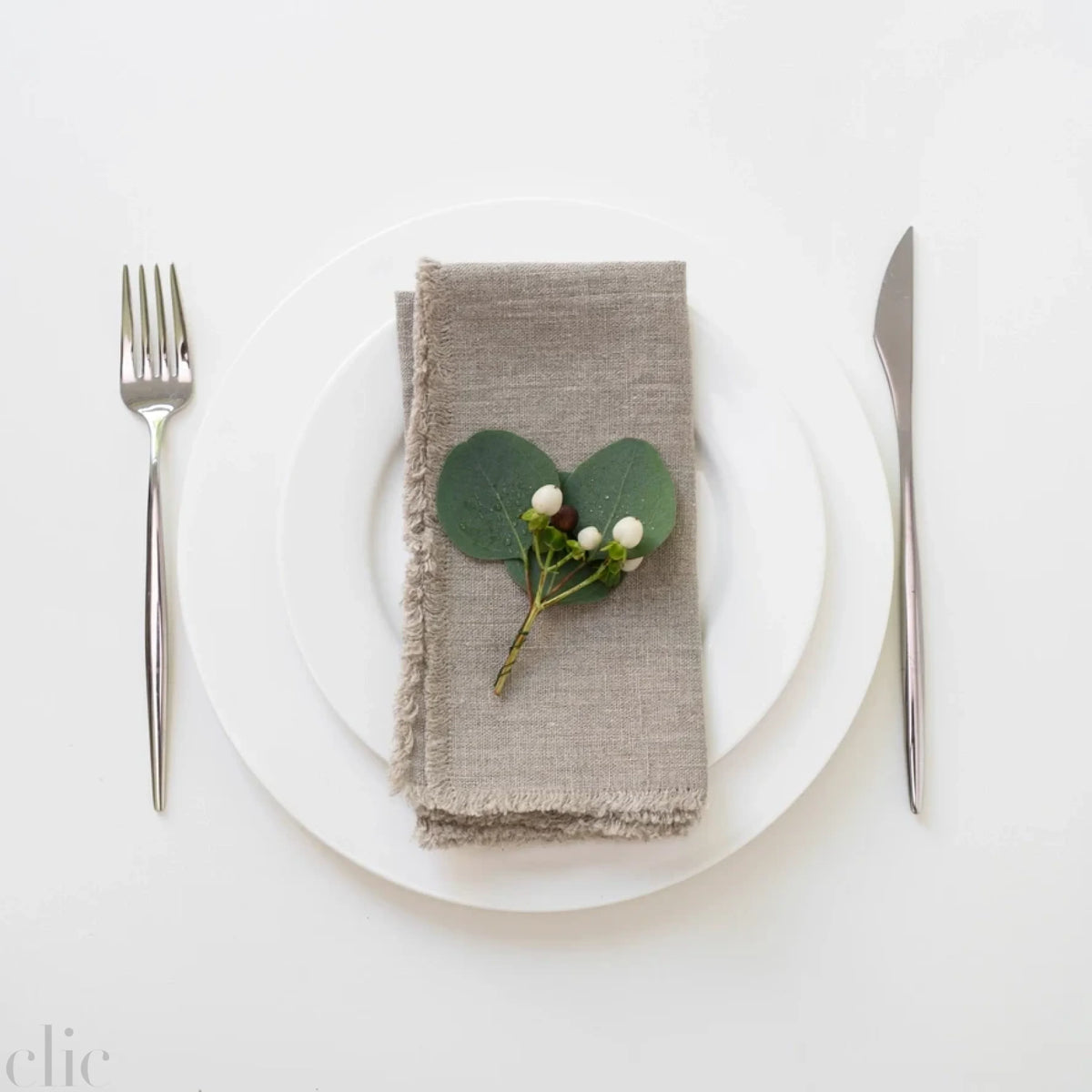 Set of 2 Natural Linen Napkins with Fringes 20x20, from Linen Tales