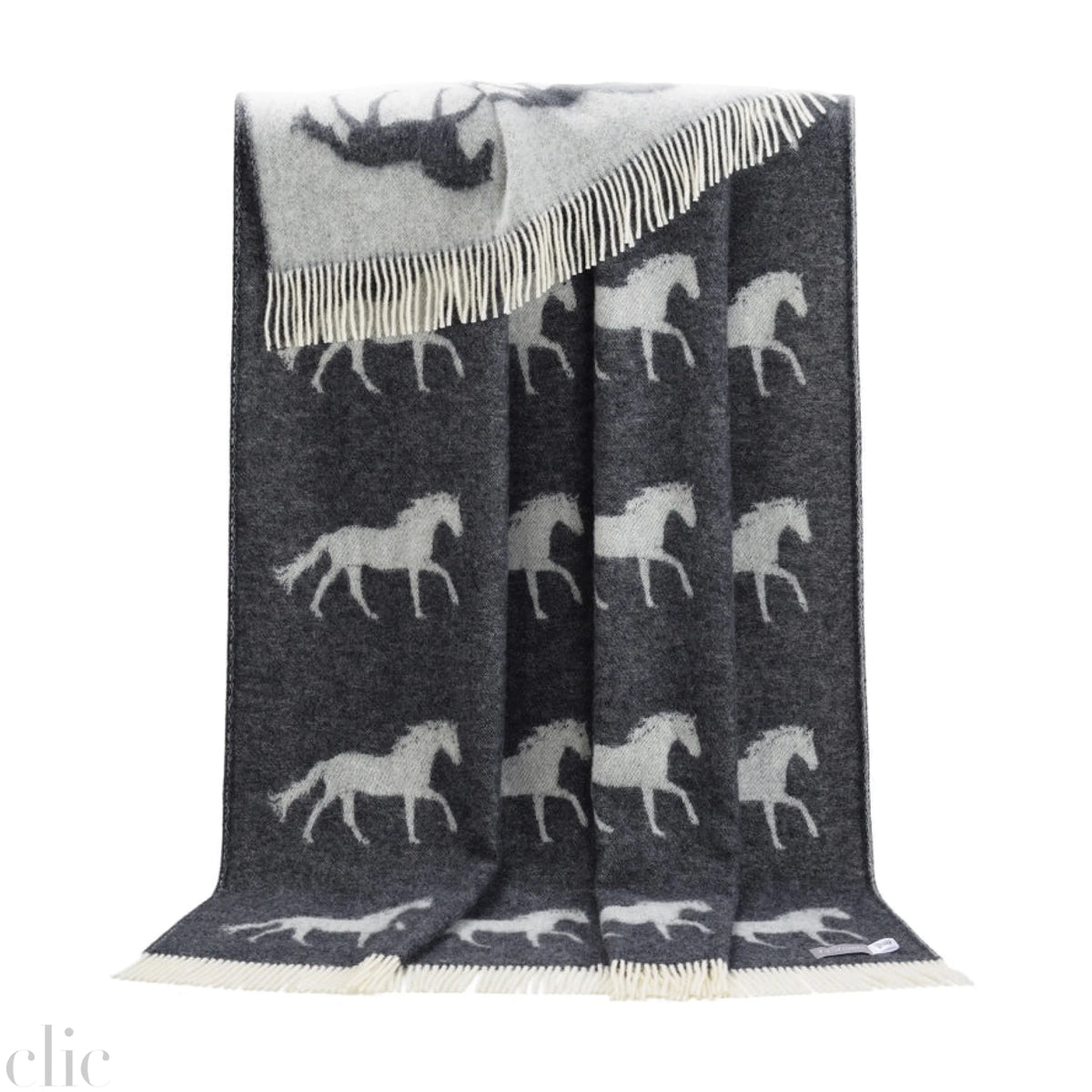 Horse Wool Throw in Black