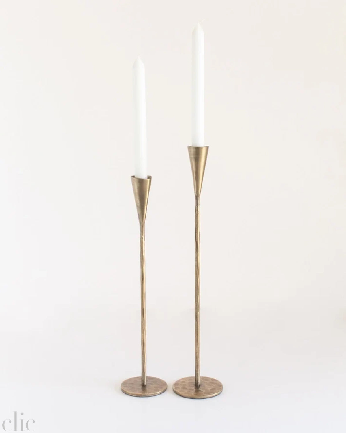 Phoenix Hand Forged Iron Candle Holders in Brass