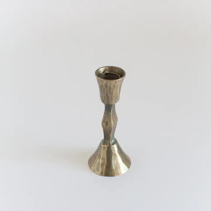 Low Diamond Iron Candle Stick Holder in Brass, from Creative Women