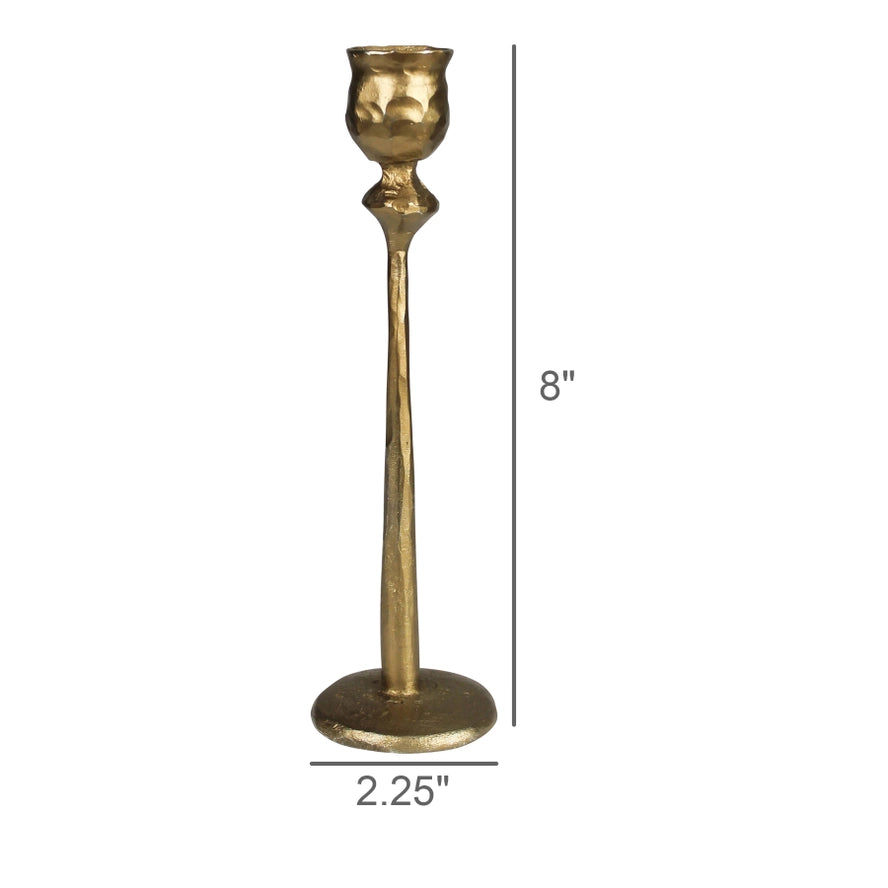 Large Sonrisa Taper Candle Holder in Brass, from HomArt