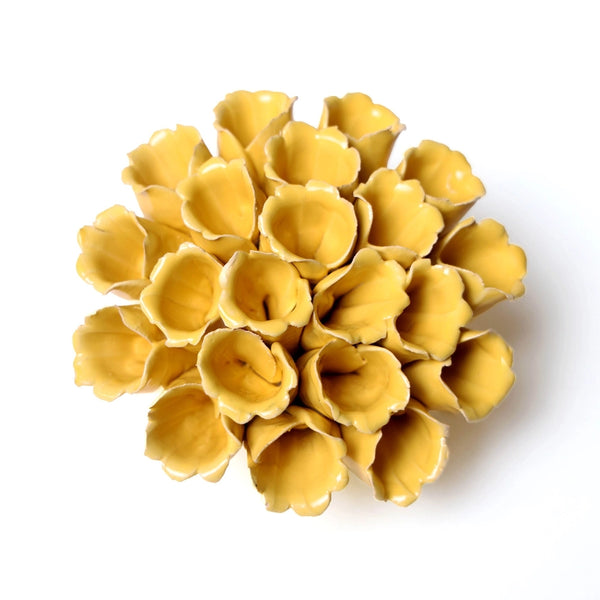 Ceramic Flower Wall Art Polyp in Yellow, from Chive