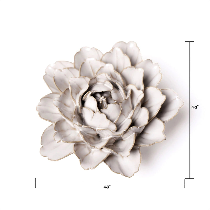 Coastal Ceramic Flower Wall Art Zinnia in Ivory, from Chive