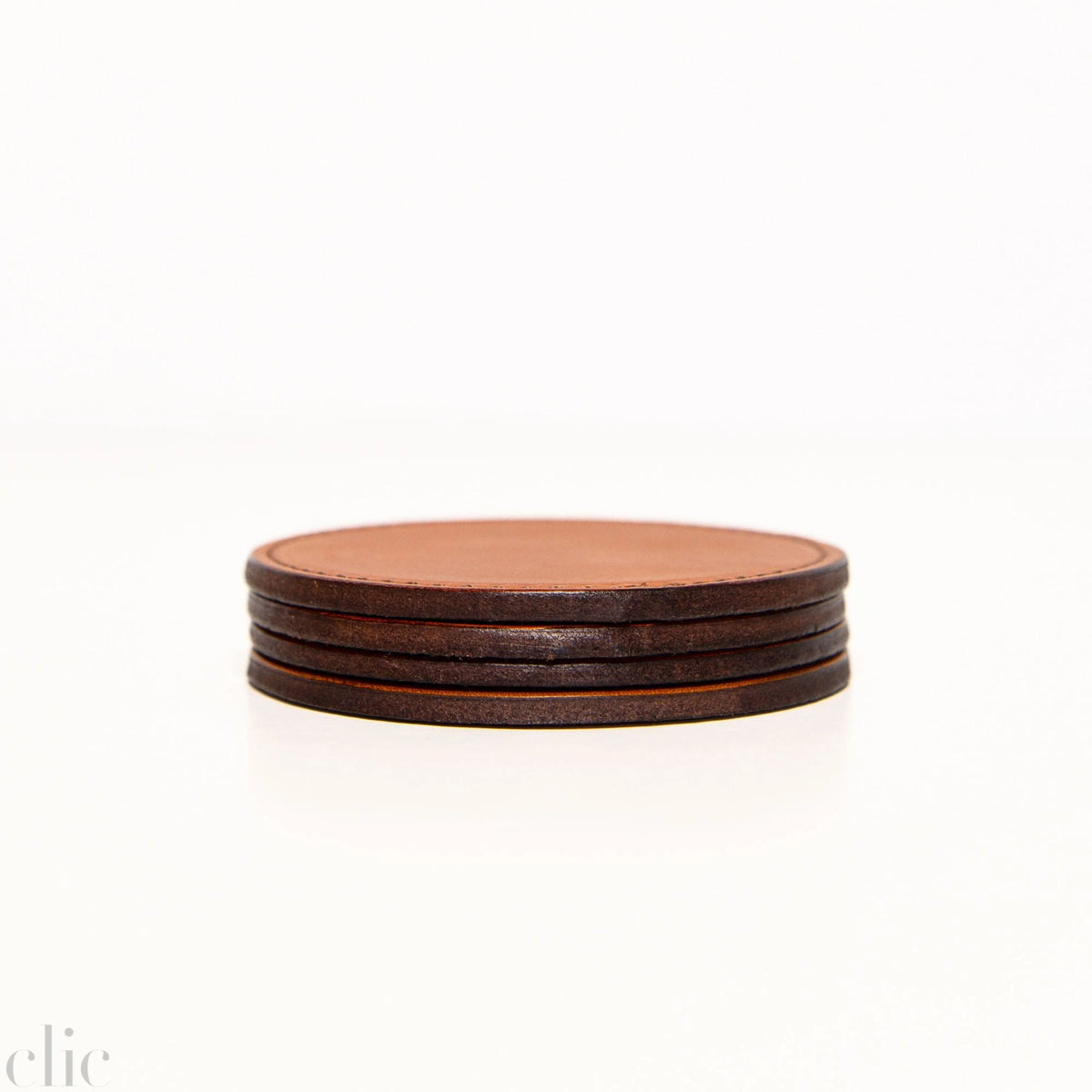 Leather Coaster Set of 4 in Camel