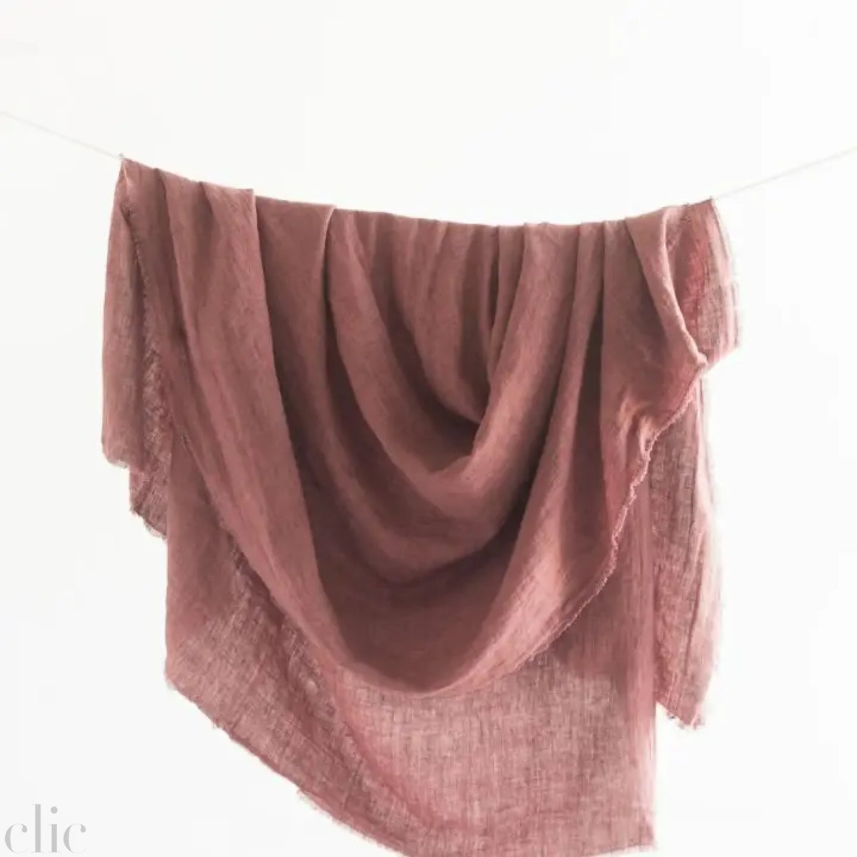 Stone Washed Linen Throw Blanket in Ash Rose