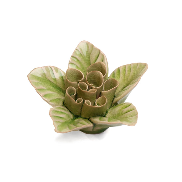 English Garden Ceramic Flower Wall Art Green Lotus