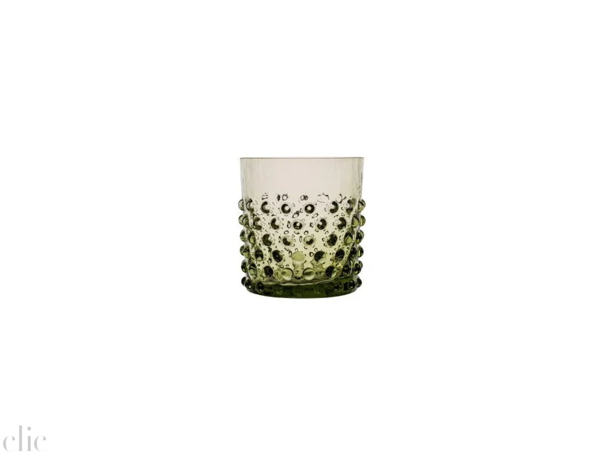 Hobnail Short Glass in Olive Green