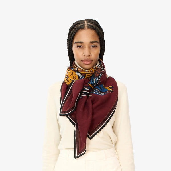 Western Square Scarf in Red, from Inoui Editions