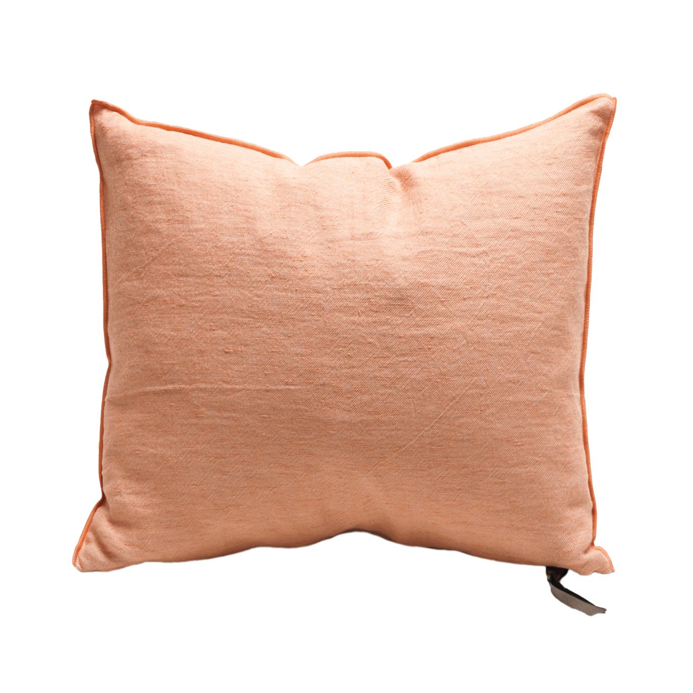Crumpled Washed Linen Pillow 26" x 26" in Melon, from Maison De Vacances