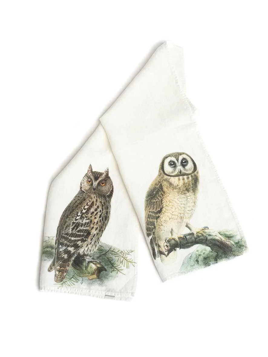 Owl and Eagle Kitchen Towel in Natural, from Linoroom