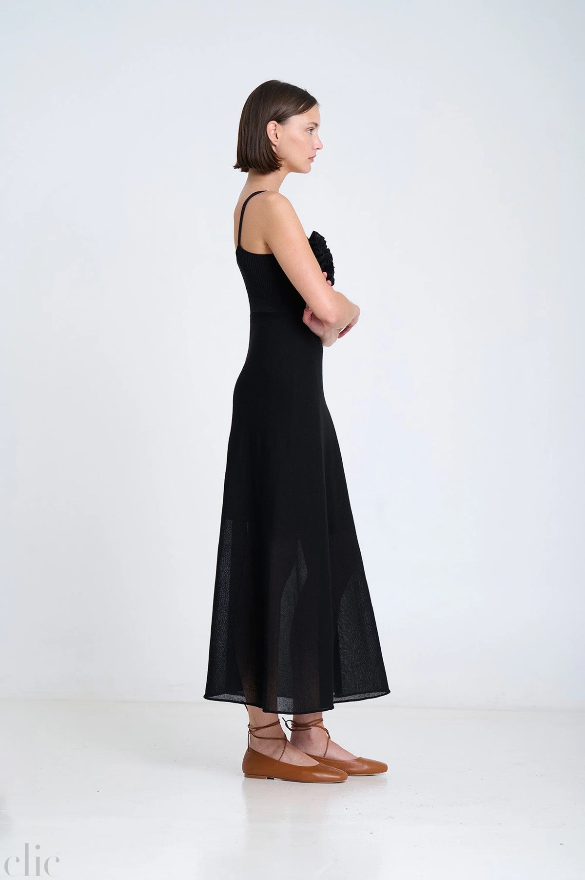 Ruffled Knit Dress in Black, from Sita Murt