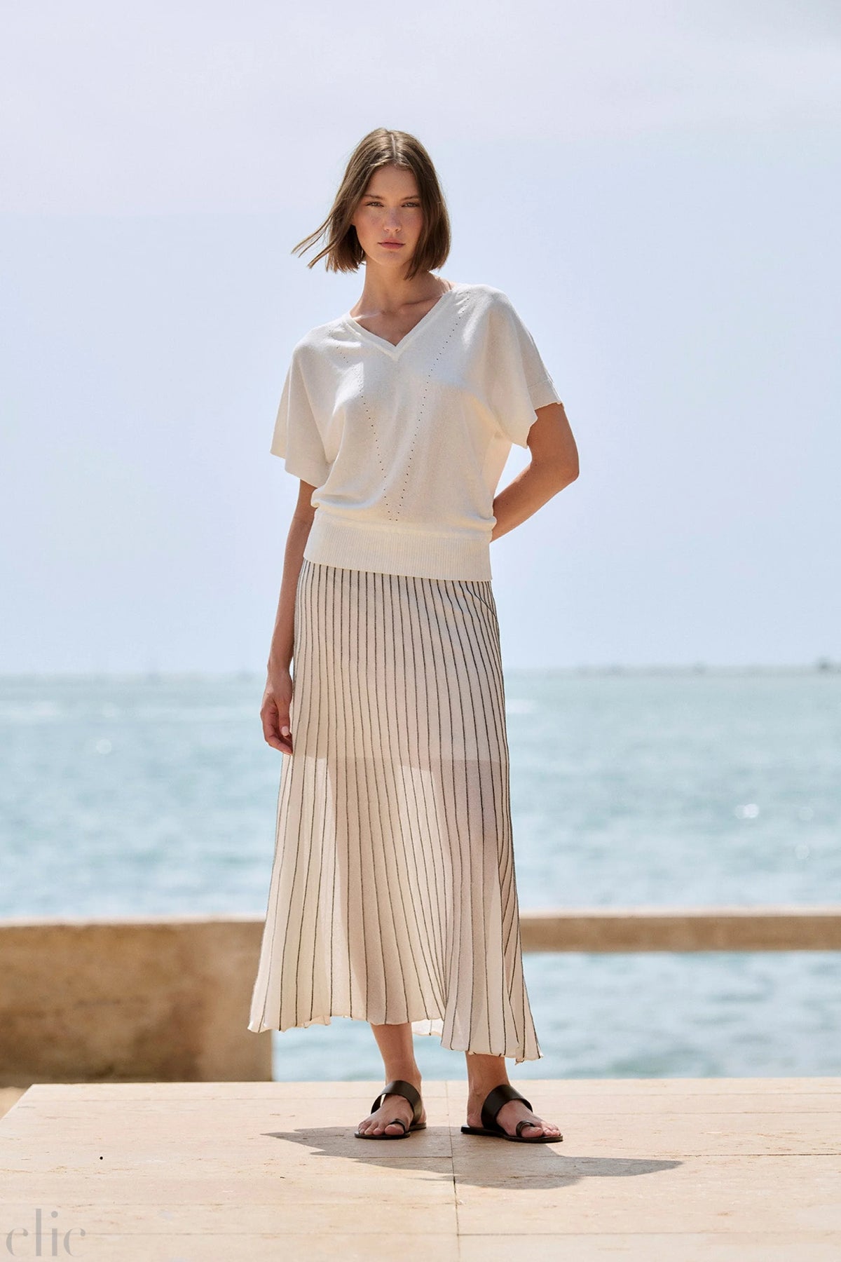 Radial Midi Skirt in Ecru, from Sita Murt