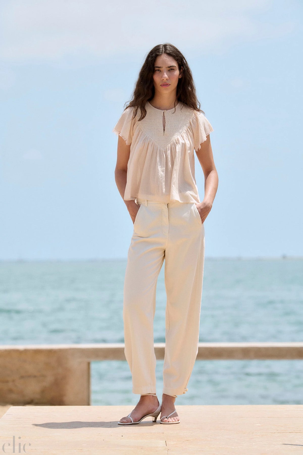 Smocked Stripe Blouse, from Sita Murt