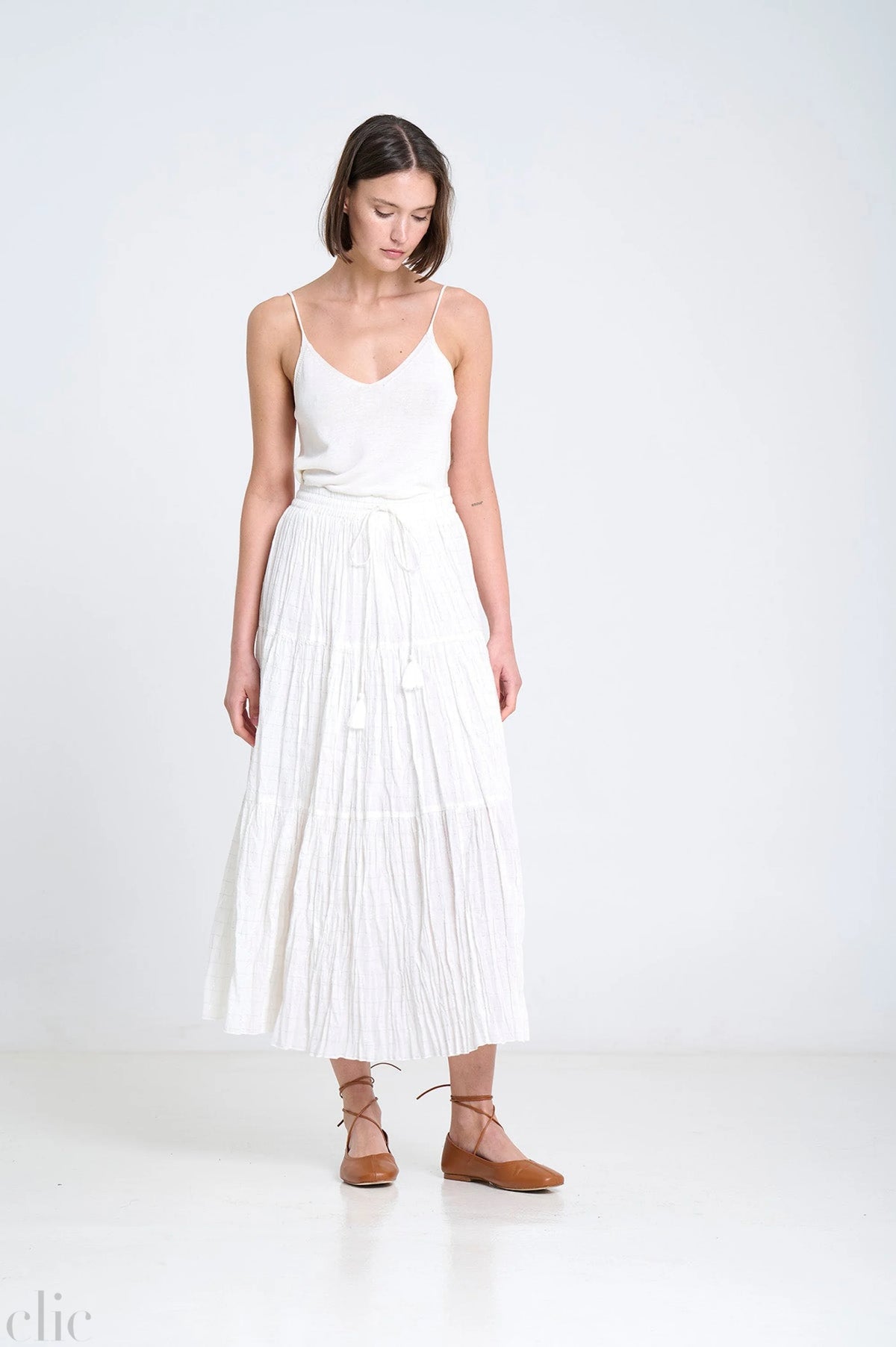 Paneled Skirt in White, from Sita Murt