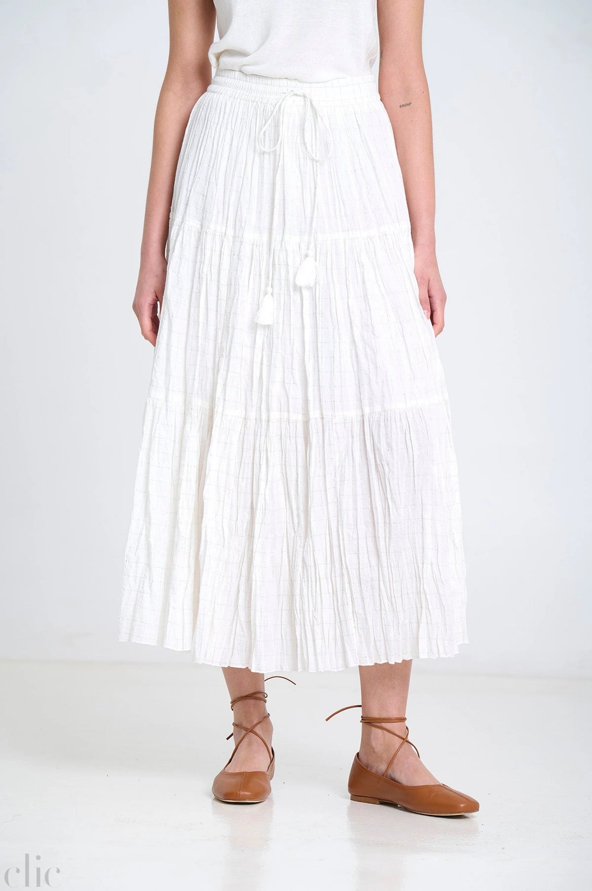 Paneled Skirt in White, from Sita Murt