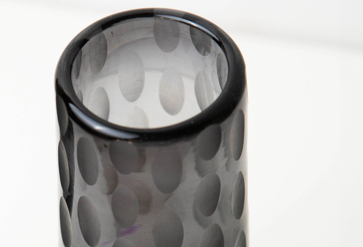 Handblown Etched Champagne Glass in Smoke, from Verve Culture